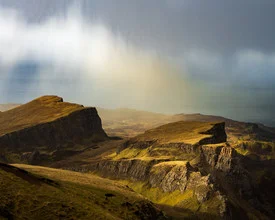 Photo art by Raphael Rychetsky: Rainy landscape in Quiraing, Scotland.