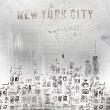 Photo art by Melanie Viola: simple silhouette of the New York skyline in shabby chic style