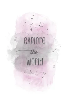 Wall art by Melanie Viola: watercolor world map in soft pink tones