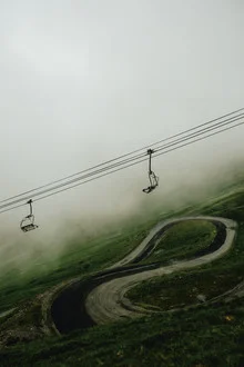 Photo art by Franziska Söhner: foggy landscape with a winding road