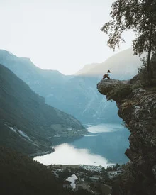 Beautiful landscape with mountains and fjord in Norway, calm atmosphere.