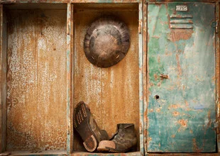 Photo art by Manuela Cao: Shoes on coal, capturing the calm of the Sardinian landscape.