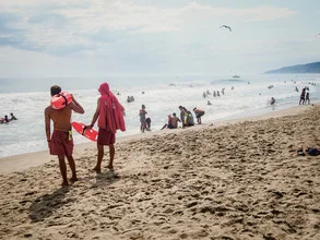 Photo art by Franziska Söhner: lifeguards on the beach in California