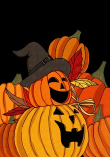 Illustration by Katherine Blower: pumpkins in soft autumn colors