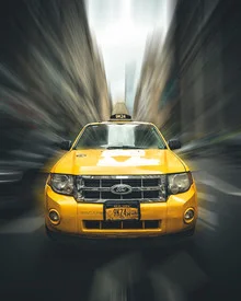 Photo art by Dimitri Luft: Yellow cab in the cityscape of Manhattan