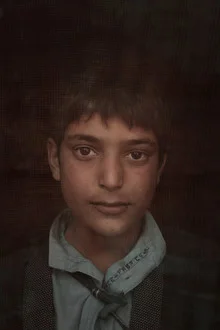 Photo art by Rada Akbar: Young boy from a refugee camp in Kabul