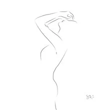 Wall art by Jessie Spencer: elegant line drawing of a nude woman in a minimalist style