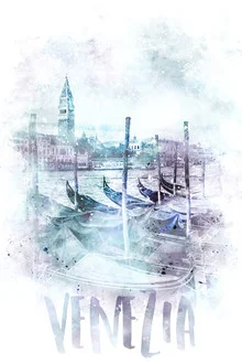 Wall art by Melanie Viola: Watercolor of Venice featuring the Grand Canal and a gondola