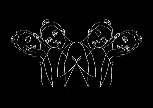 Wall art by Julia Hariri: abstract face illustration in black and white