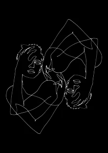 Illustration by Julia Hariri: abstract facial features in fine linework