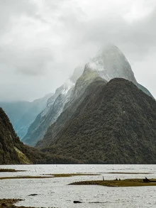 Photo art by Manuel Gros: dramatic landscape featuring mountains and clouds in Milford Sound