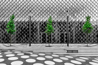 Photo art by Stephan Rückert: harmonious cityscape featuring glass architecture and trees