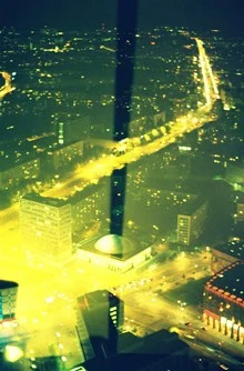 Photo art by Katharina Stöcker: nighttime view of Berlin with lights and darkness
