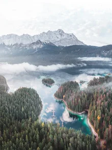 Photo art by Roman Huber: tranquil mountain lake in autumn light