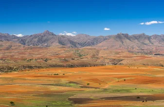 Colorful mountains of Lesotho: gentle hills in vibrant hues radiating calmness