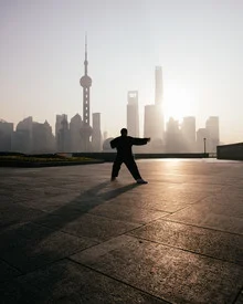 Photo art by André Alexander: urban scene with shadows and light at sunrise