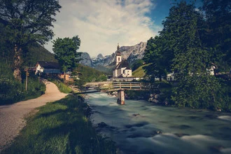 Photo art by Franz Sussbauer: serene view of Ramsau and its mountains