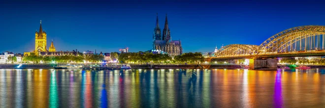 Photo art by Martin Wasilewski: panoramic view of Cologne skyline at blue hour