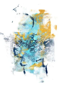 Abstract illustration by Artenyo_: soft colors and shapes in blue and gold