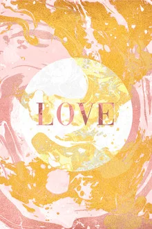 Abstract wall art featuring a gentle gradient of pink and gold symbolizing love.