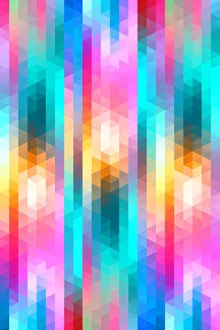 Wandbild mit lebendigen geometrischen Mustern in bunten Farben