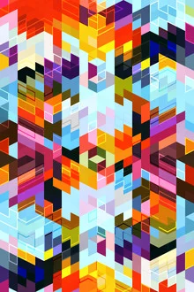 Abstract wall art with vibrant colors and dynamic shapes by Artenyo _.