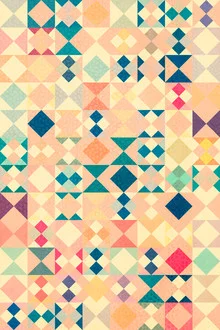 Wall art featuring a colorful geometric pattern radiating joy and creativity.