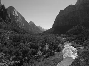 Photo art by N. Von Stackelberg: vast valleys and majestic mountains in Zion National Park