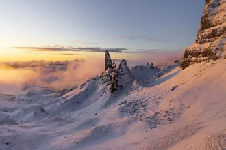 Photo art by Raphael Rychetsky: snow-covered mountain in Scotland at sunrise
