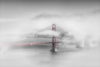 Foggy view of the Golden Gate Bridge in San Francisco