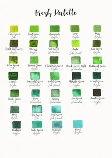 Illustration of fresh green leaves in soft tones