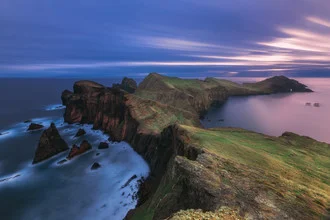 Long exposure of Madeira: calm coastal landscape at sunrise