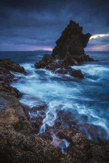 Photo art by Jean Claude Castor: coastal landscape with rocks near Santa Cruz de Madeira