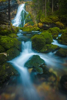 Photo art by Martin Wasilewski: calm Golling Waterfall in the forest