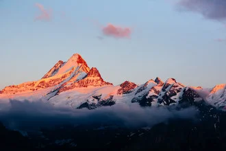 Photo art by Peter Wey: Schreckhorn at sunset with warm tones.
