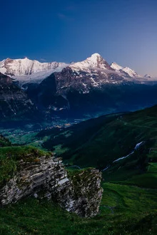 Photo art by Peter Wey: Eiger at dusk with soft colors and a calm atmosphere