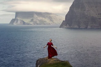 Photo art by Katja Kemnitz: serene cliffs by the sea in the Faroe Islands