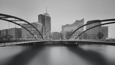 Panoramic view of the Elbphilharmonie and Niederbaumbrücke in Hamburg