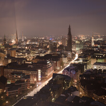 Dennis Wehrmann, Bird`s-eye view city centre of Hamburg at night - Germany, Europe)