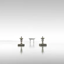 Photo art by Ronny Behnert: serene reflection of a Torii in Japan's water