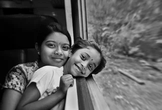 Photo art by Victoria Knobloch: mother and child on a train in Sri Lanka.