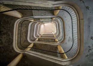 Photo art by Christopher Prenzel: a lonely, weathered staircase in an urban setting