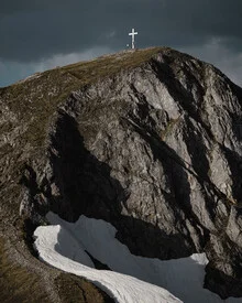 Photo art by Ivan Bandic: tranquil mountain peak surrounded by snowy Alps.