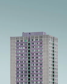 Photo art by Simone Hutsch: geometric high-rises under a clear sky