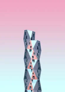 Photo art by Simone Hutsch: geometric city view in pastel colors