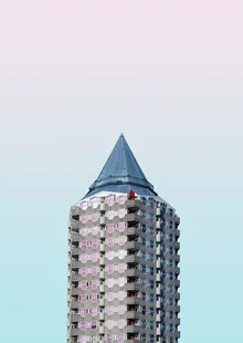 Photo art by Simone Hutsch: geometric city view in pastel colors