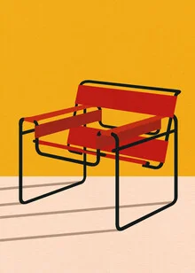 Stylish illustration of a Wassily chair in calm colors and clean lines.