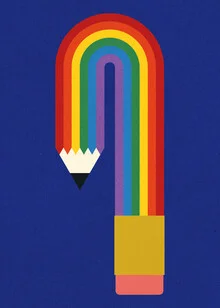 Colored pencil illustration with vibrant colors and a cheerful, playful style.