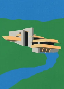 Illustration by Rosi Feist: modern architectural motif of a bungalow house