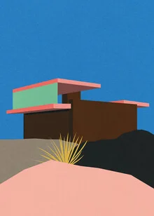 Illustration of Kaufmann Desert House in Palm Springs, evoking a sense of calm.